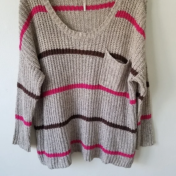Free People Complete in Stripes Slouchy Longsleeve Pull-over Sweater M - Picture 5 of 11
